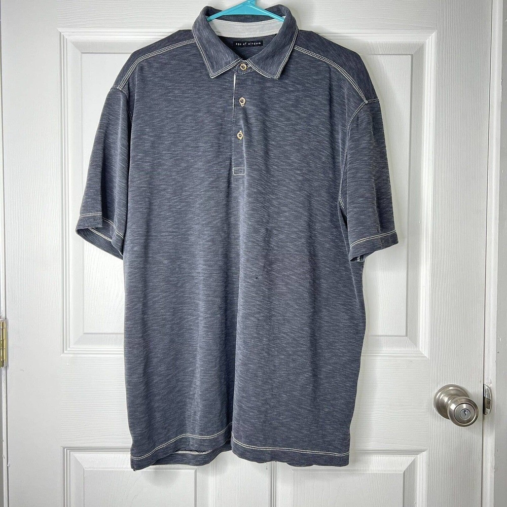 Age of Wisdom Polo Shirt Mens XL Collared Short Sleeve Casual 3 Button Shirt